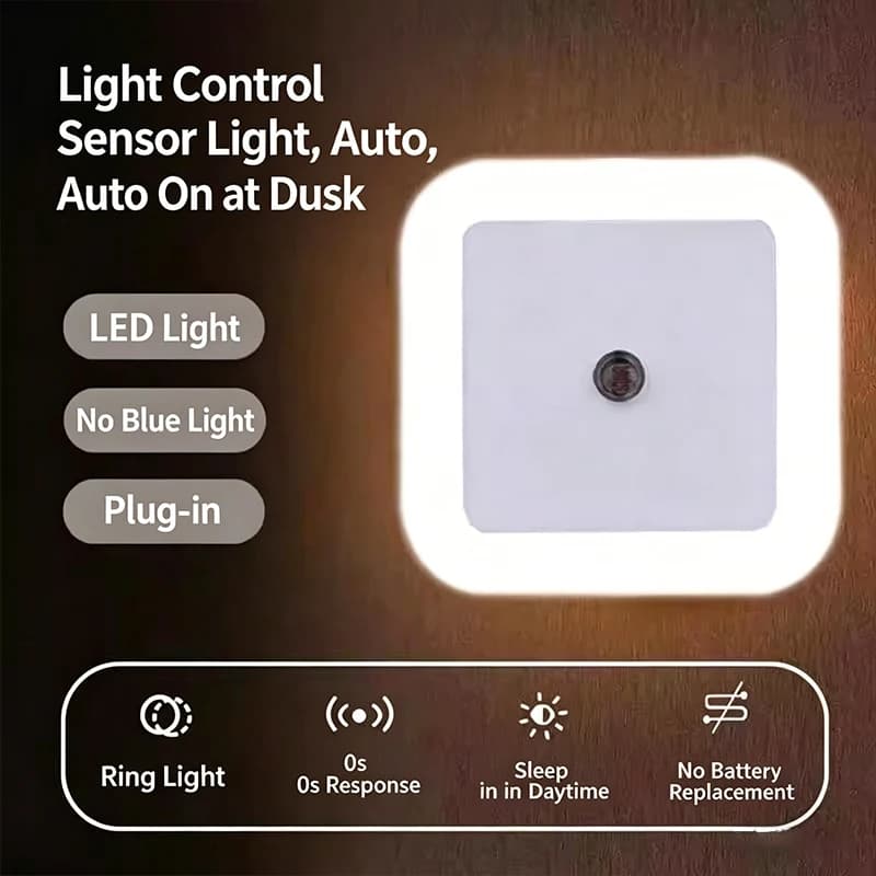 Luci Notturne LED da Parete, Sensore di Oscurità Intelligente, Illuminazione Automatica per Corridoio, Camera da Letto, Bagno, Toilette, Scale, Cucina