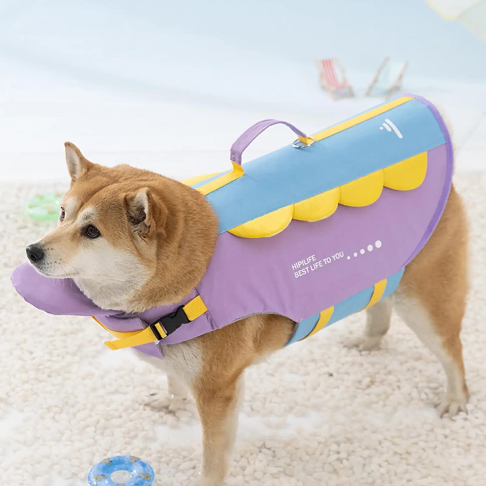 Dog Swimming Life Jacket, Anti-Choke Chin Float Support, Lightweight Waterproof Pet Flotation Vest with Leash Clip & Lift Handl