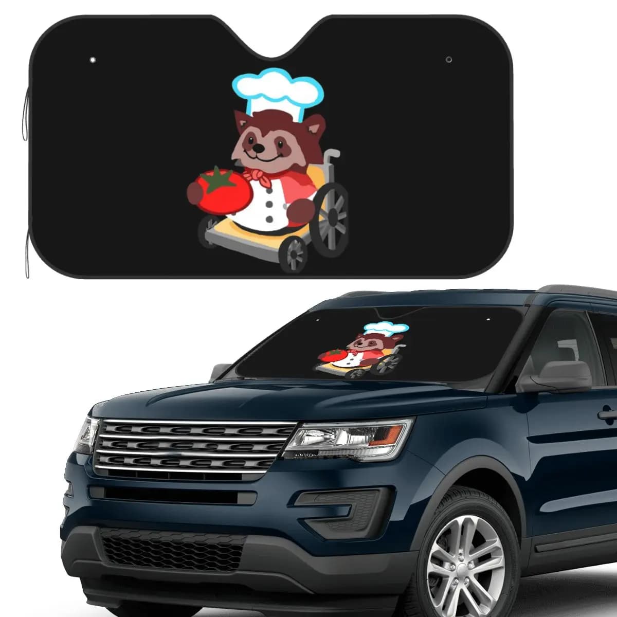 Simpatico salvavita per sedia a rotelle Raccoon Chef Regalo Parasole Parabrezza Parabrezza anteriore per auto Finestra Visiera parasole Accessori Coperture