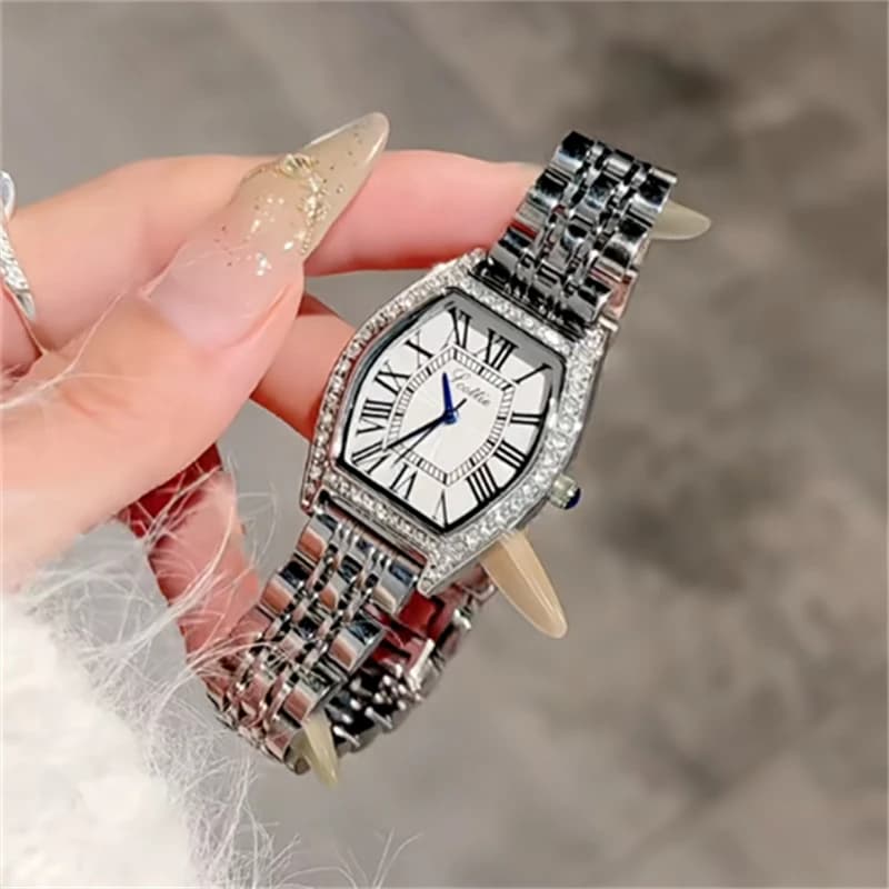 Orologio da donna a forma di tonneau CILOA, marchio elegante, nuovo modello autentico 2025, cinturino in acciaio inossidabile, orologio al quarzo impermeabile