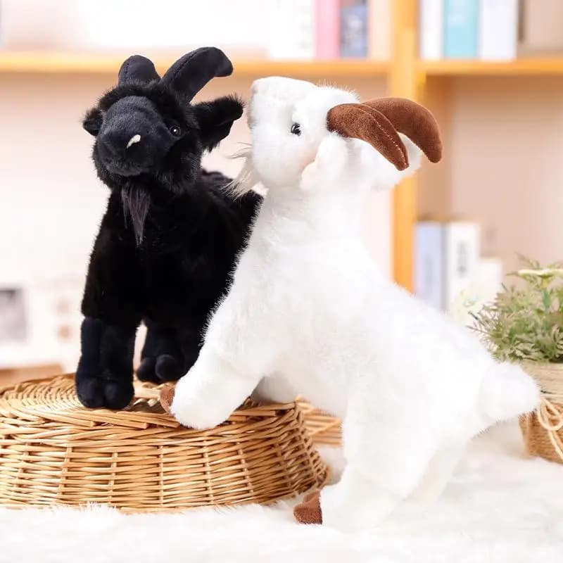 Realistic Goat Plush Stuffed Toy Eco-friendly Soft Animal Doll for Home Desktop Decor Kids Christmas Stocking Gifts 1Pc