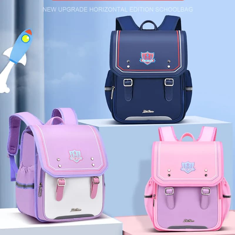 Orthopedic Kids School-bag Japanese Randoseru Large Capacity Light School Backpack For Girls Waterproof PU Baby Mochila Infantil