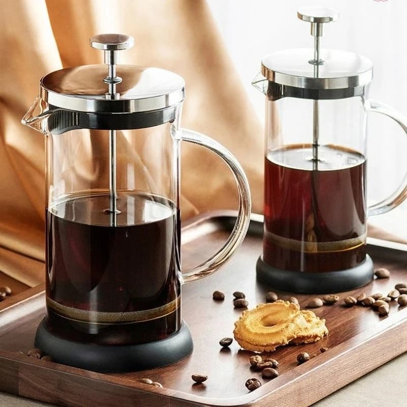 350-1000ml Caffettiera in vetro in acciaio inossidabile Caffettiera francese Caffettiera in vetro borosilicato resistente al calore Teiera Utensili da cucina