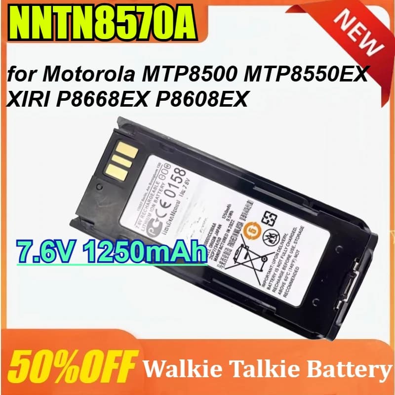 Batteria al Litio Antideflagrante NNTN8570A 7.6V 1250mAh per Walkie-talkie Motorola MTP8550E X XIRI P8668EX P8608EX NNTN8570