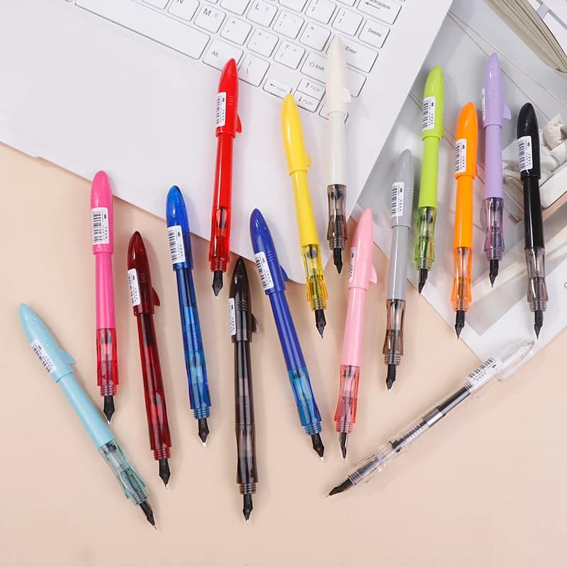 Plastic Fountain Pens 0.5mm F Nib Cute Shark Shape Calligraphy Ink Pens School Stationery Office Supplies Students Gifts