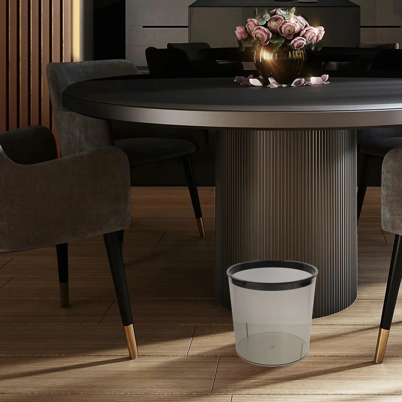 Cestino da scrivania in plastica compatto per camera da letto, bagno, ufficio, cucina, piccoli spazi, facile da pulire, interno liscio