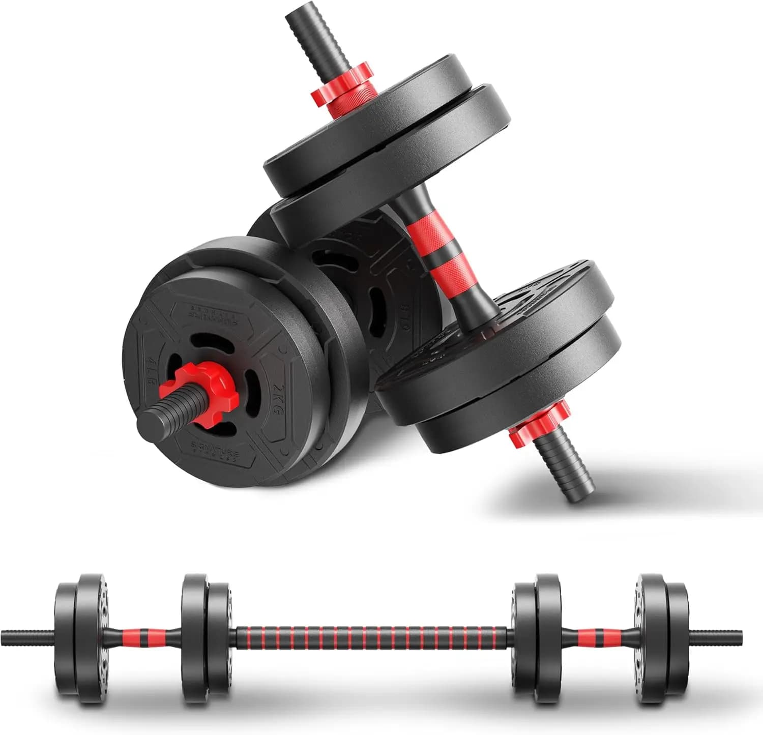 Set di manubri e bilancieri regolabili 2-in-1 da 22 libbre per esercizi e fitness a casa