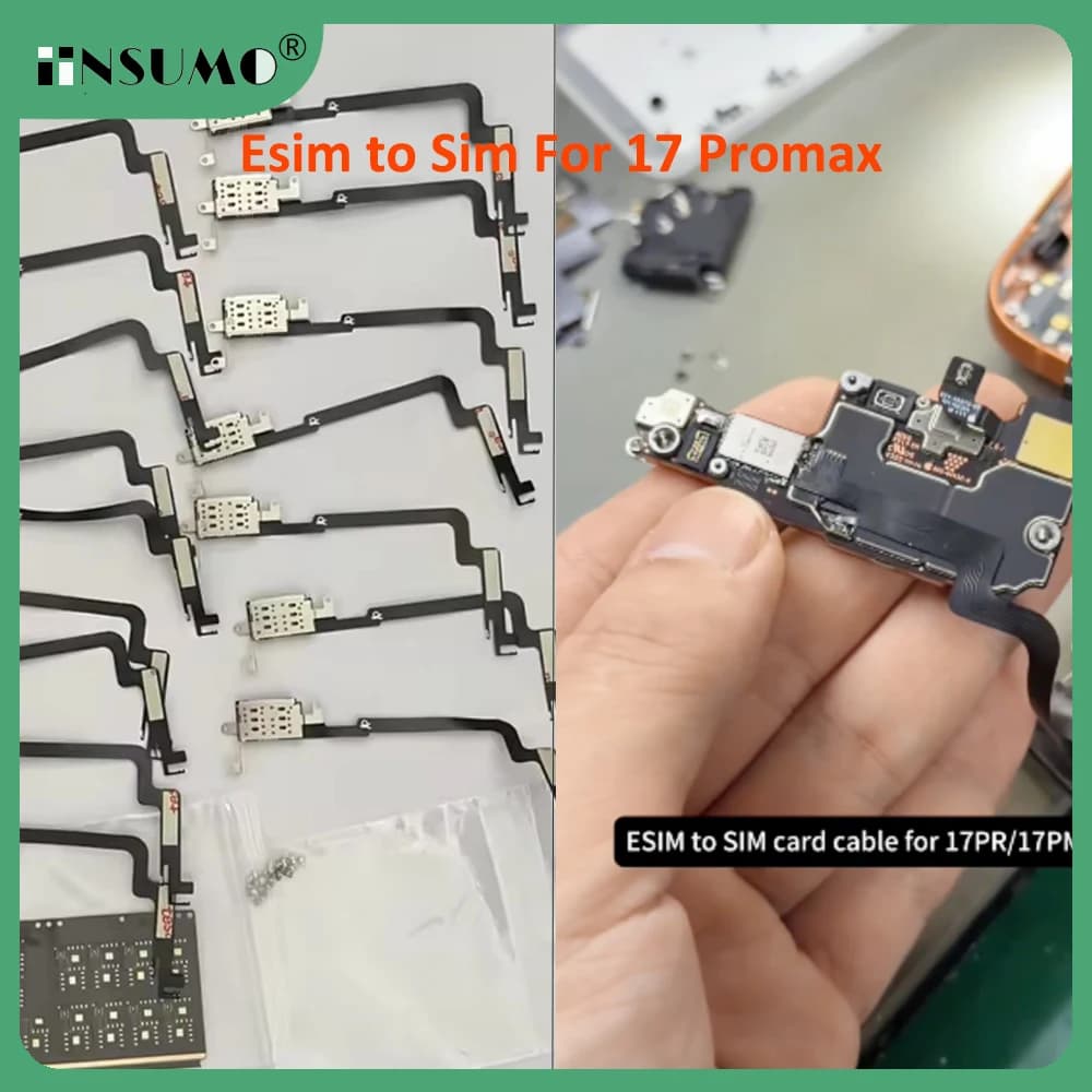 Per iPhone 17 Pro Max Versione USA: Adattatore Flex da eSIM a SIM Dual Card ‬ Cavo MEP Integrato + Slot per Scheda + Porta SIM + IC per iPhone