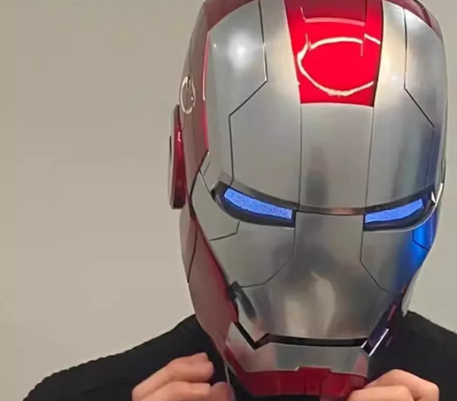 Casco di Iron Man degli Avengers con Apertura e Chiusura Elettrica Automatica MK5 JARVIS LED, Maschera per Cosplay, Giocattolo per Bambini e Adulti, Costume per Ragazzi e Ragazze