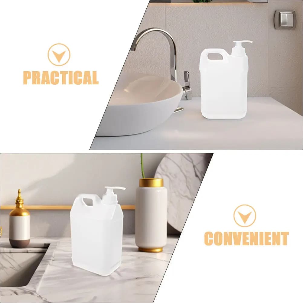 Contenitore in Plastica Bianco Riutilizzabile da 3L con Pompa e Tappo a Vite, Bottiglia Dispenser Ricaricabile per Acqua, Sapone, Detersivo, Miele e Liquidi, per la Casa
