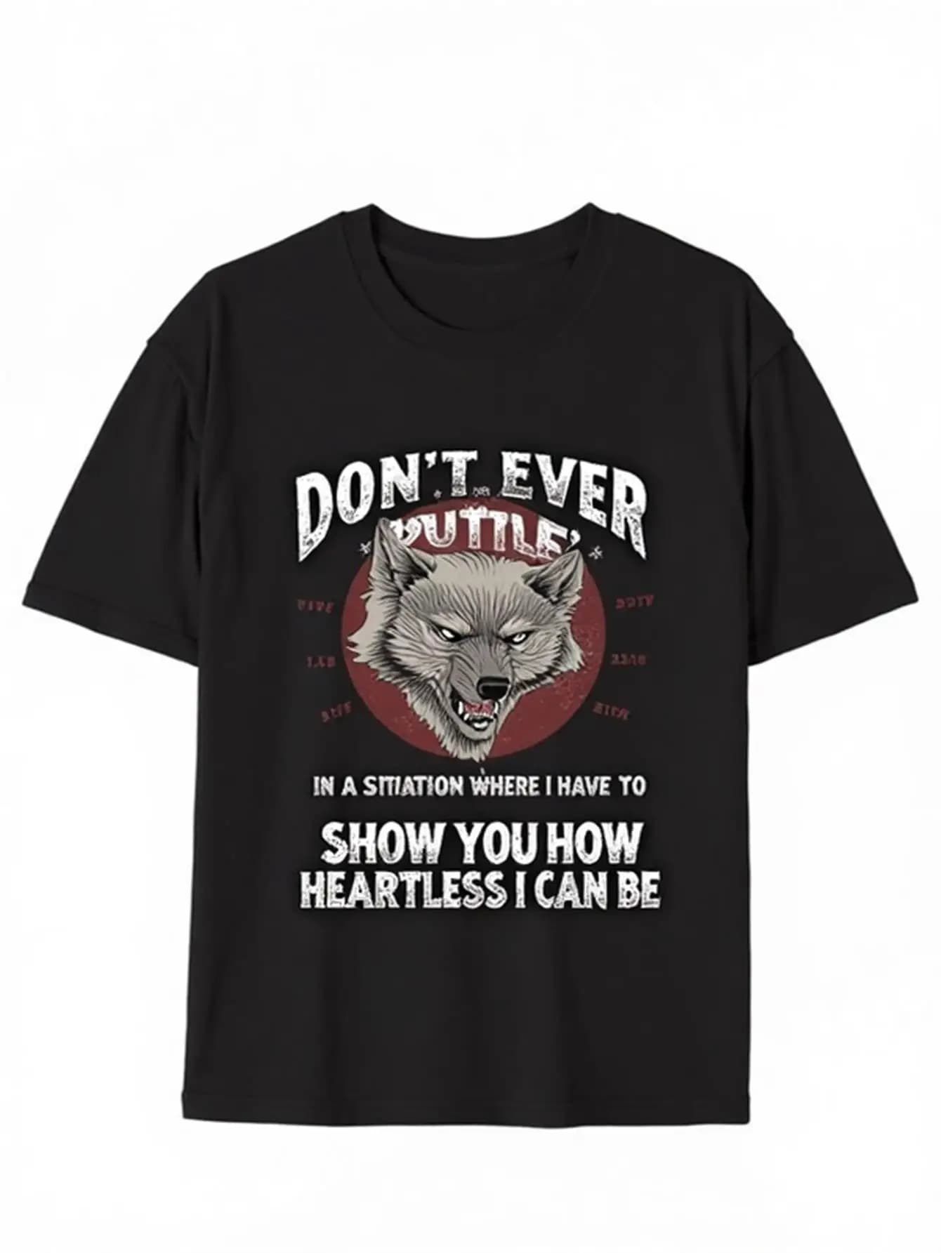 T-shirt grafica da uomo, maglietta in cotone leggera e traspirante con un design audace di un lupo che dice, non scherzare con me. Perfetto per l'uso quotidiano e occasioni speciali, maglietta streetwear tagliente per uomo, regalo ideale per compleanno o anniversario, top casual per tutte le stagioni