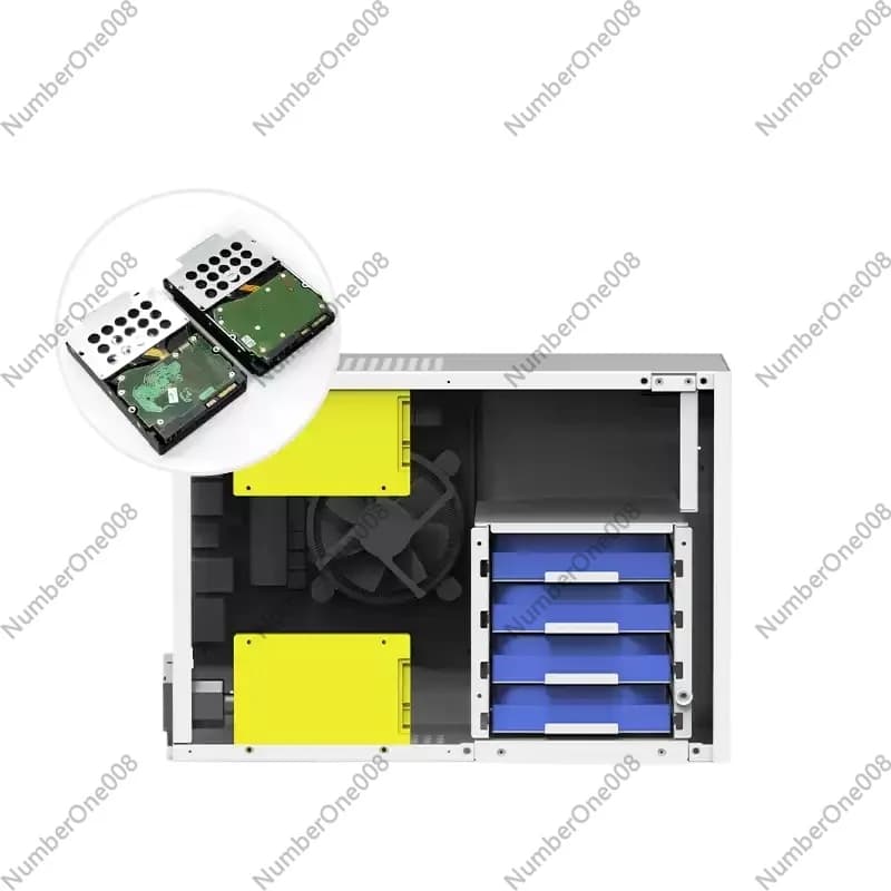 Chassis NAS B10 a 10 Bay, Alimentatore ATX Grande, Scheda Madre ATX, PCIe Full Height, Case Server di Archiviazione AIO Nero