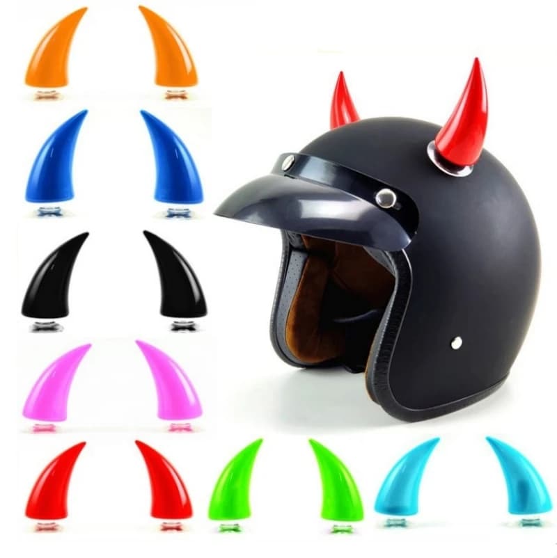 Large motorcycle helmet sticker accessory, devil horn, colored, bicycle decoration, motorcycle