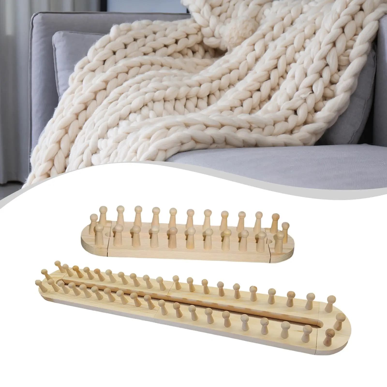 Telaio per coperta in legno per maglieria a mano, per principianti, adatto per la casa, per coperte da tiro fai da te, sciarpe per rilassarsi, artigianato fai-da-te