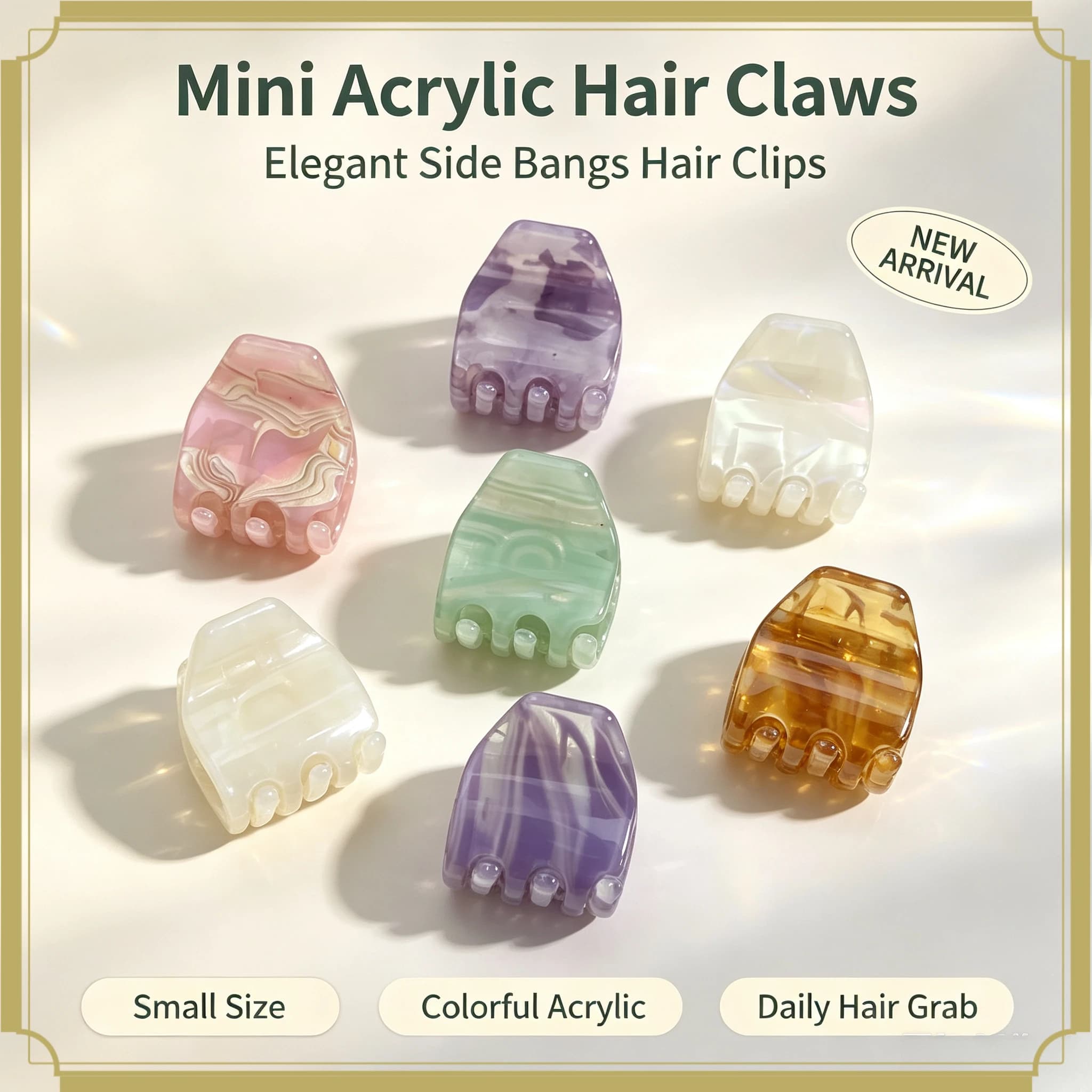 Small Acrylic Hair Claw Clips Elegant Advanced Sense Side Bangs Hair Pins Minimalist Cute Girls Daily Side Hair Grab Fashion Hair Accessories