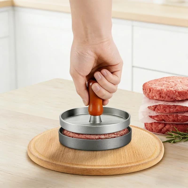 Manual Press for Domestic Hamburger 1-2 Pieces, Dustproof Stamp, Special Tool for BBQ and Frying