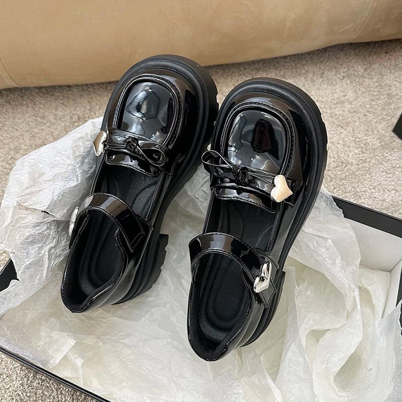 2026 Summer new school girl moccasin pumps shoes with Japanese style plateau Lolita Kawaii Jirai Kei fashion