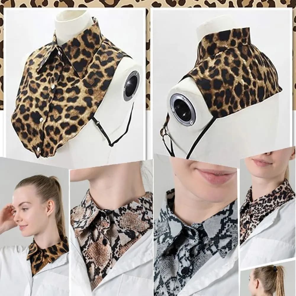 Colletto finto con stampa leopardata, elegante e decorativo, colletto staccabile, design leggero e plissettato, decorazione per camicetta con colletto finto