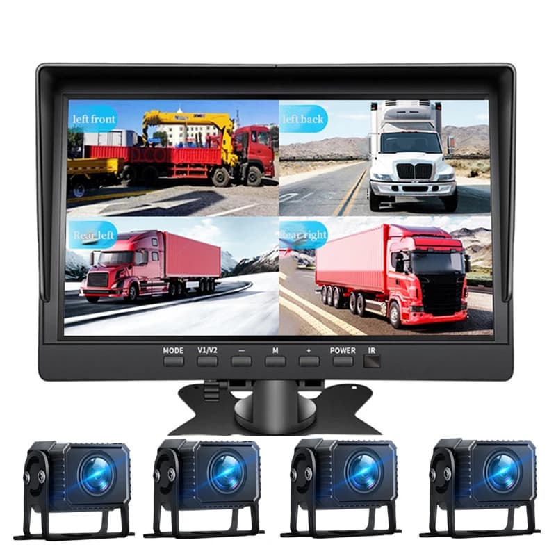 T704 Sistema di monitoraggio della telecamera per area cieca BSD per camion a 4 canali da 7 pollici 1080P Registratore di guida a 360 gradi Bus Dash Cam