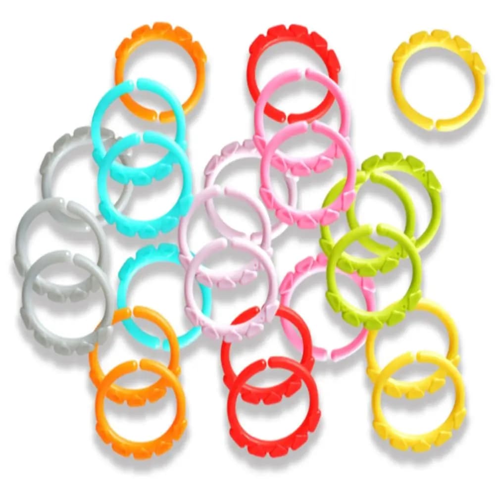 24 pz/set Passeggino Anelli di Collegamento in Plastica Clip per Educazione Precoce su Anelli per Dentizione per Neonati in Plastica per Uso Alimentare