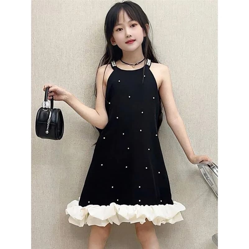2026 Estate Bambini ragazze pizzo a pois senza maniche splicing tutu Abiti a strati Principessa Bambini bretelle adolescente 4 8 12 10 Anno
