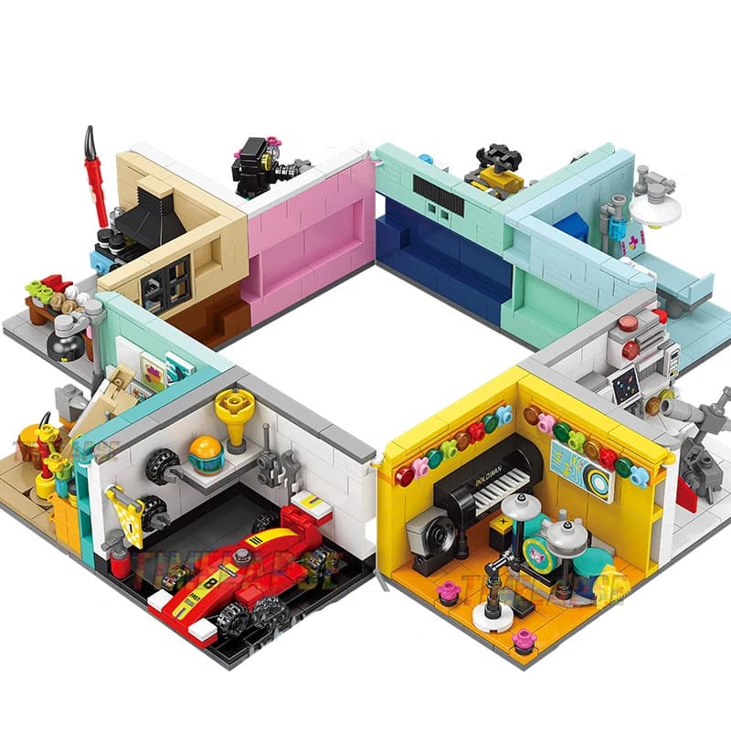 NUOVO Kit di Costruzioni Dreams House: Auto da Corsa, Dottore, Pittore, Musicista, Scienziato, Pasticciere, Operatore Video, Astronauta - Modellino in Mattoncini