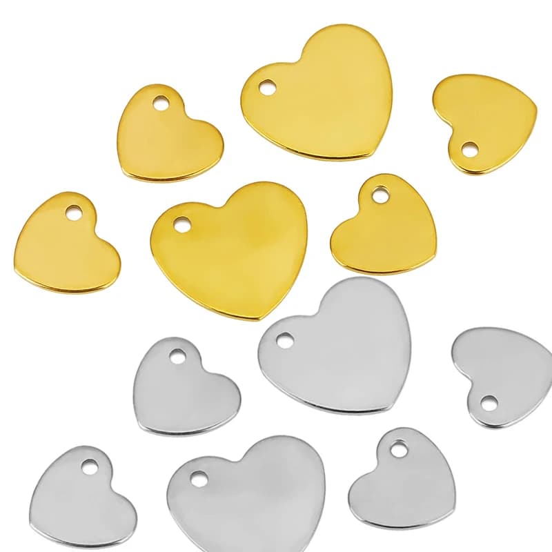 20 Pezzi Ciondoli a Cuore in Acciaio Inossidabile PVD che non sbiadiscono mai, 9-13 mm, per Bracciali, Orecchini, Collane e Chiusure per Creazione Gioielli