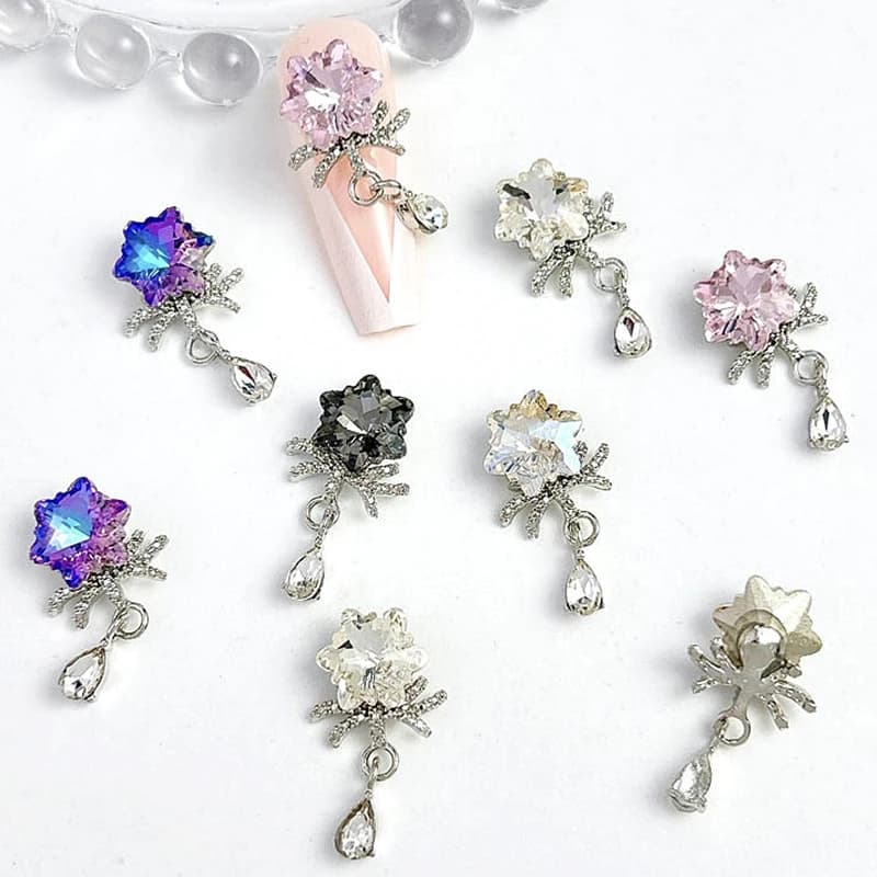 10 pz 3D cristallo fiocco di neve Nail Art ciondolo Charms gemma gioielli parti accessori per unghie decorazione forniture materiale Manicure