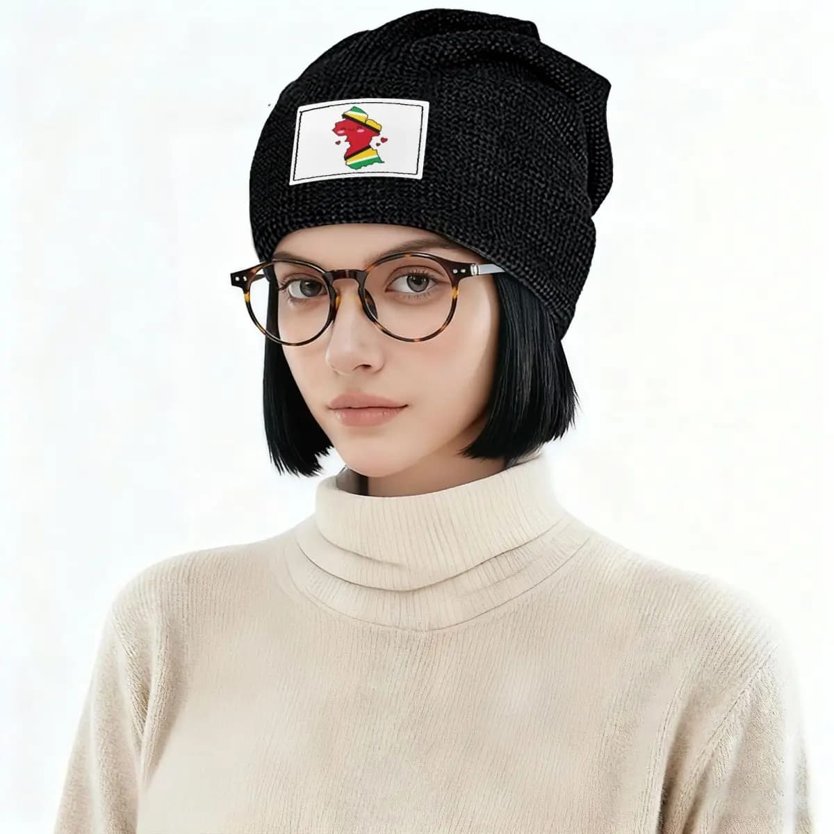 Guyana Flag Map Smile With Love Skullies Beanies Hats Warm Autumn Winter Outdoor Cap Fleece-Lined Bonnet Caps for Unisex Adult