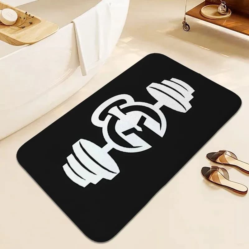 "Stop Wishing Start Doing" Dumbbell Door Mat Non‑Slip Rug for Motivated and Disciplined Home