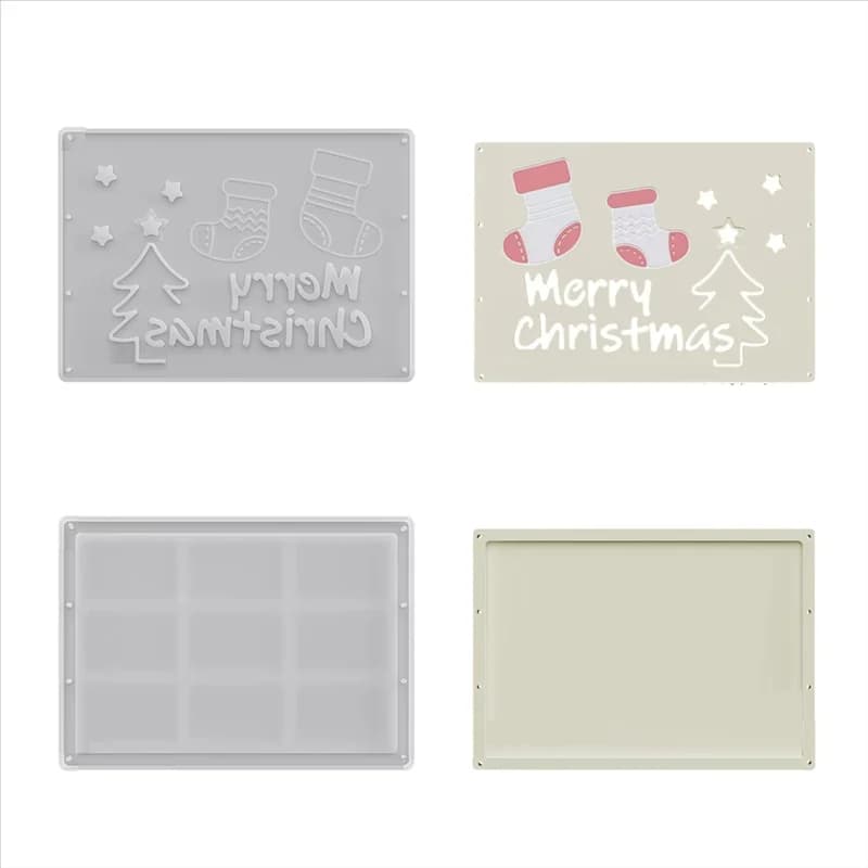 AB47-Christmas Envelope for money Silicone mold 2 pieces Stencil Socket for cash bag in resin and clay