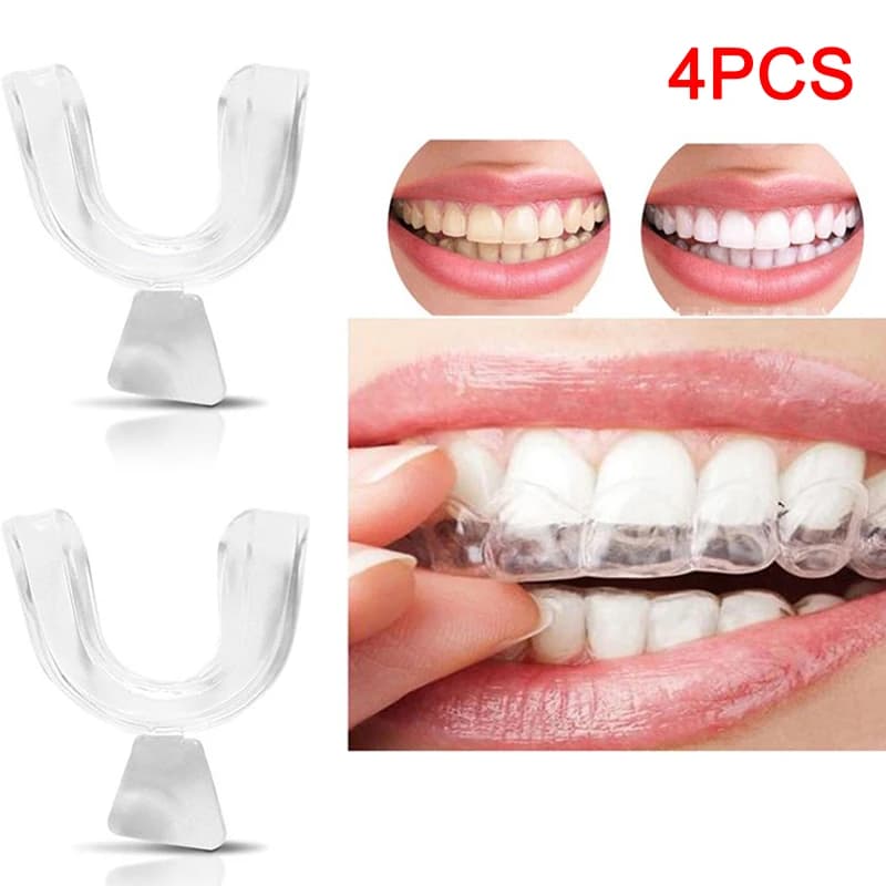 4Pc SiSilicone Night Mouth Guard for Teeth Clamping Dental Morse Sleep Help Teeth whitening Mouth Tray White teeth