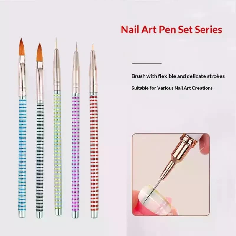 5 pezzi di penne per decorare le unghie, pennelli per nail art, accessori per unghie, kit di strumenti, forniture per unghie per professionisti, set per manicure