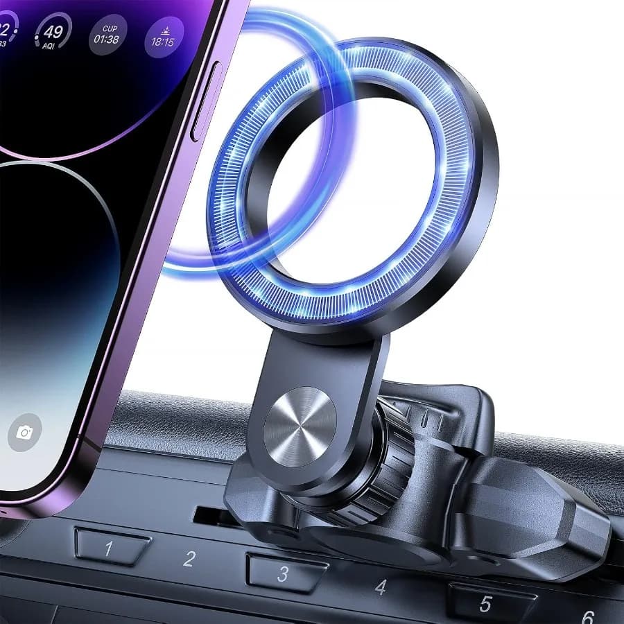Hollow Ring Design Magnetic Phone Holder for Car CD Player Mount with MagSafe Compatibility Universal Fit for iPhone 16 15 14 1