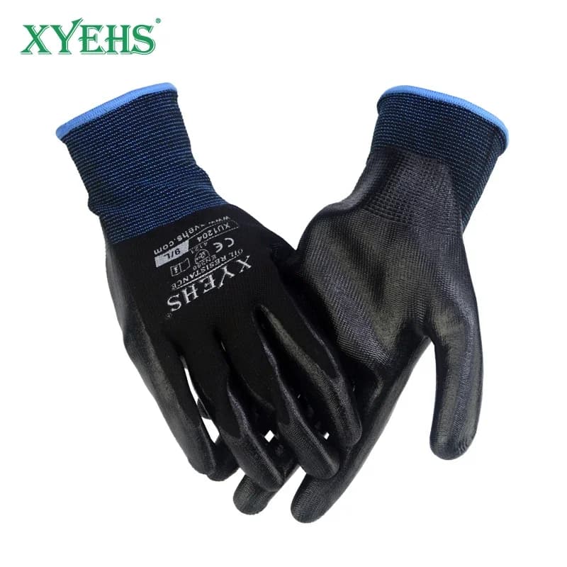 XYEHS XU1204 12 paia/24 pezzi guanti da lavoro di sicurezza rivestiti in Nitrile resistenti all'olio e all'abrasione, guanti in poliestere lavorato a maglia senza cuciture 13 Guage