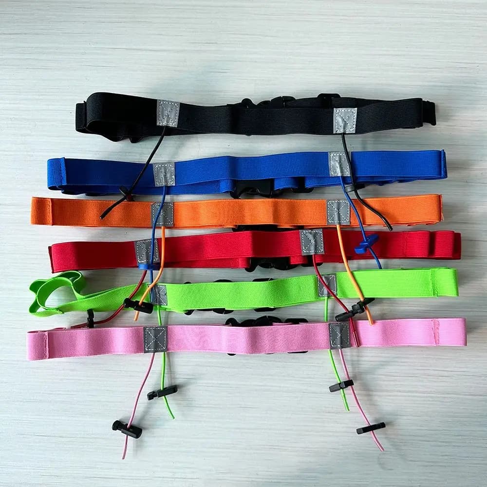 Durable Polyester Running Number Belt Adjustable Unisex Marathon Race Belt Multicolour Gel Holder