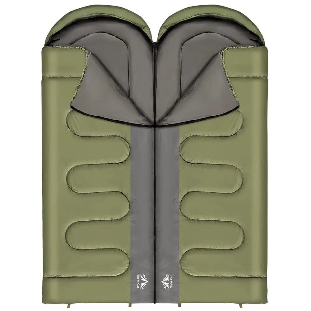 Sacco a pelo Night Cat per adulti, 3 stagioni, portatile, leggero, per campeggio, escursionismo, viaggi, uso interno ed esterno, temperatura 41–59 ° Coperta o Trapuntino 2.6x6.3ft