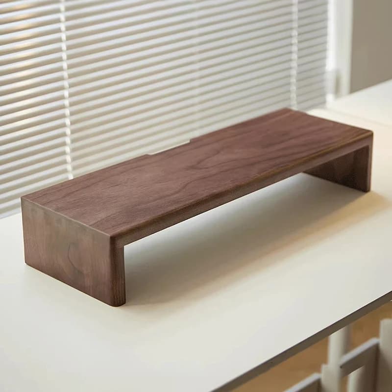Supporto per Monitor Minimalista in Legno Massello, Scaffale da Scrivania per Ufficio e Studio, Rialzo per Computer Moderno e Resistente all'Usura