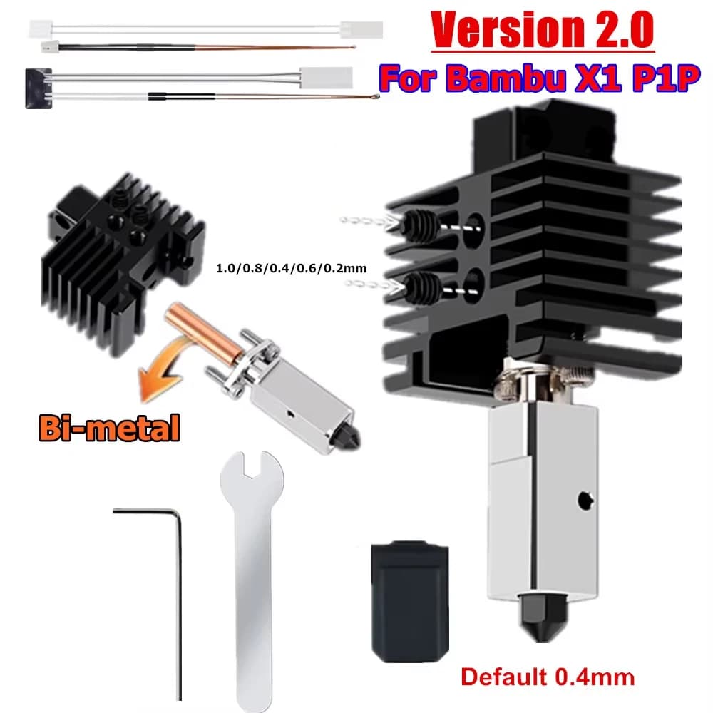 Kit di aggiornamento versione 2.0 per Bambu Lab X1 P1S Hotend ugello in ottone accessori per stampante 3D Hot End Kit per Bambulab Bamboo X1 P1P