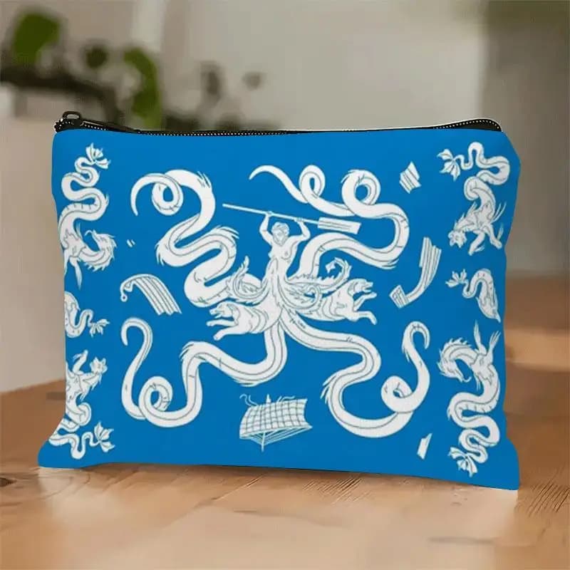 Borsa per il trucco con design a mosaico blu Siren - Pochette multifunzionale da donna con cerniera, organizer da viaggio perfetto, regalo divertente per il compleanno