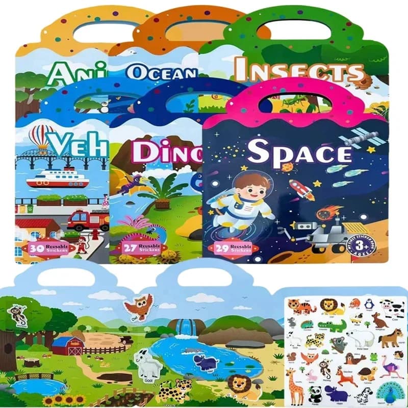 Libro adesivo riutilizzabile scena per la prima educazione gioco di Puzzle fai da te Focus coltivazione illuminazione giocattoli classici per bambini età 2-4 regali
