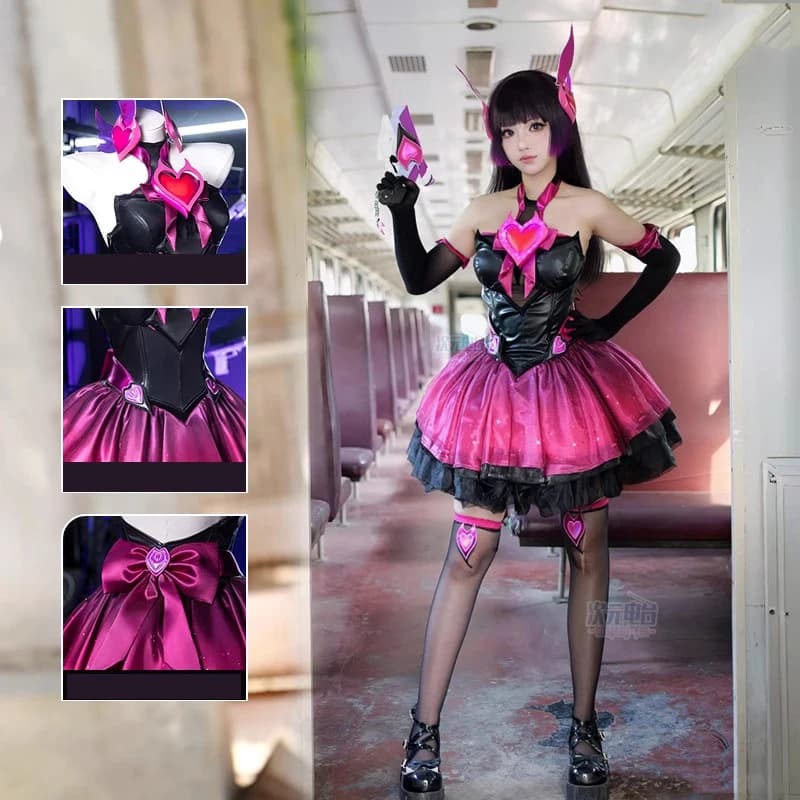 Gioco Overwatch DVA Costume Cosplay Donna Sexy Splendido Abito da principessa Copricapo Guanti Calzini Set Abiti da festa di carnevale di Halloween