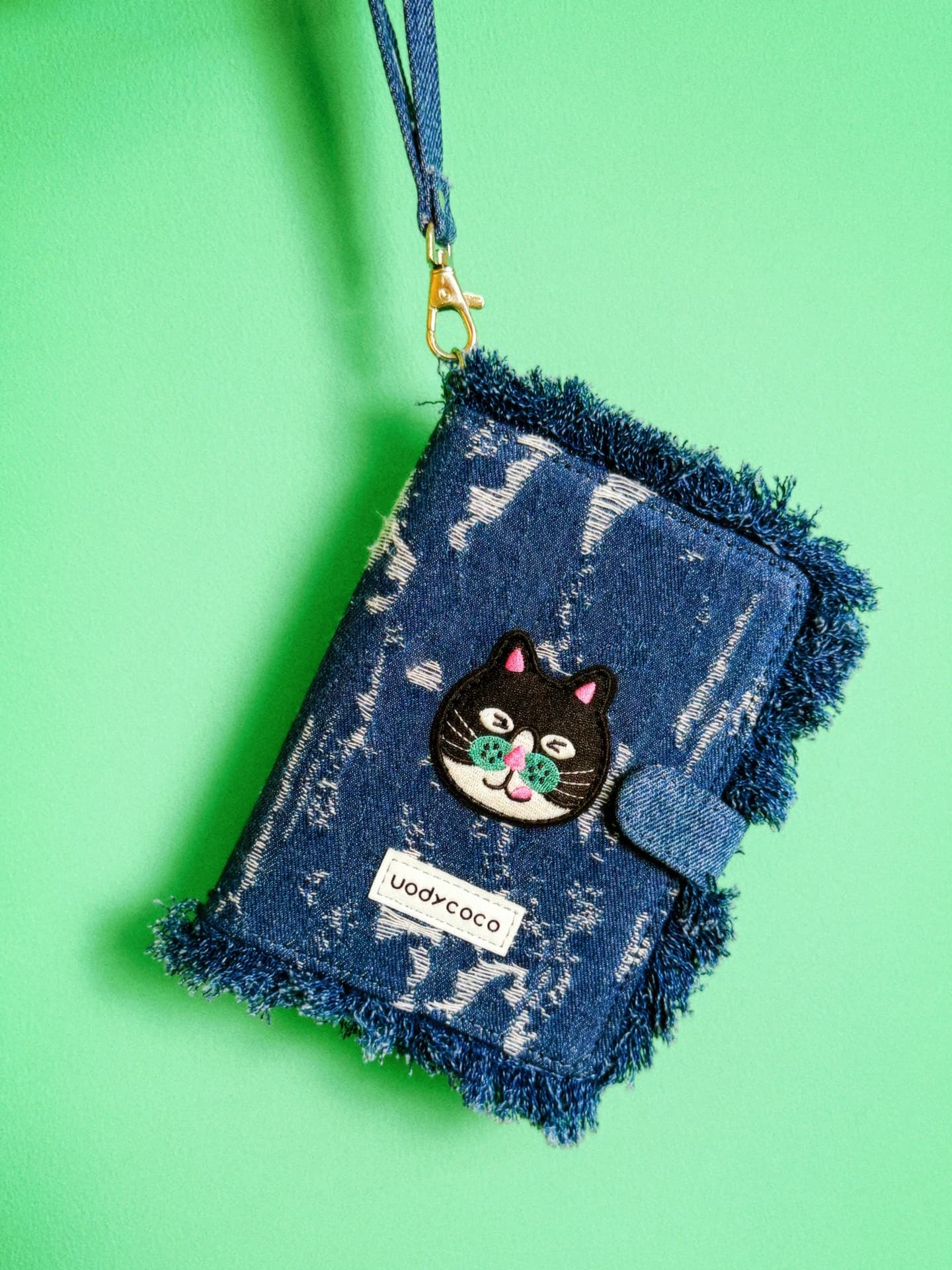 Portadocumenti in Denim con Nappa, Portafoglio Multifunzionale, Borsa da Donna Elegante a Forma di Secchio