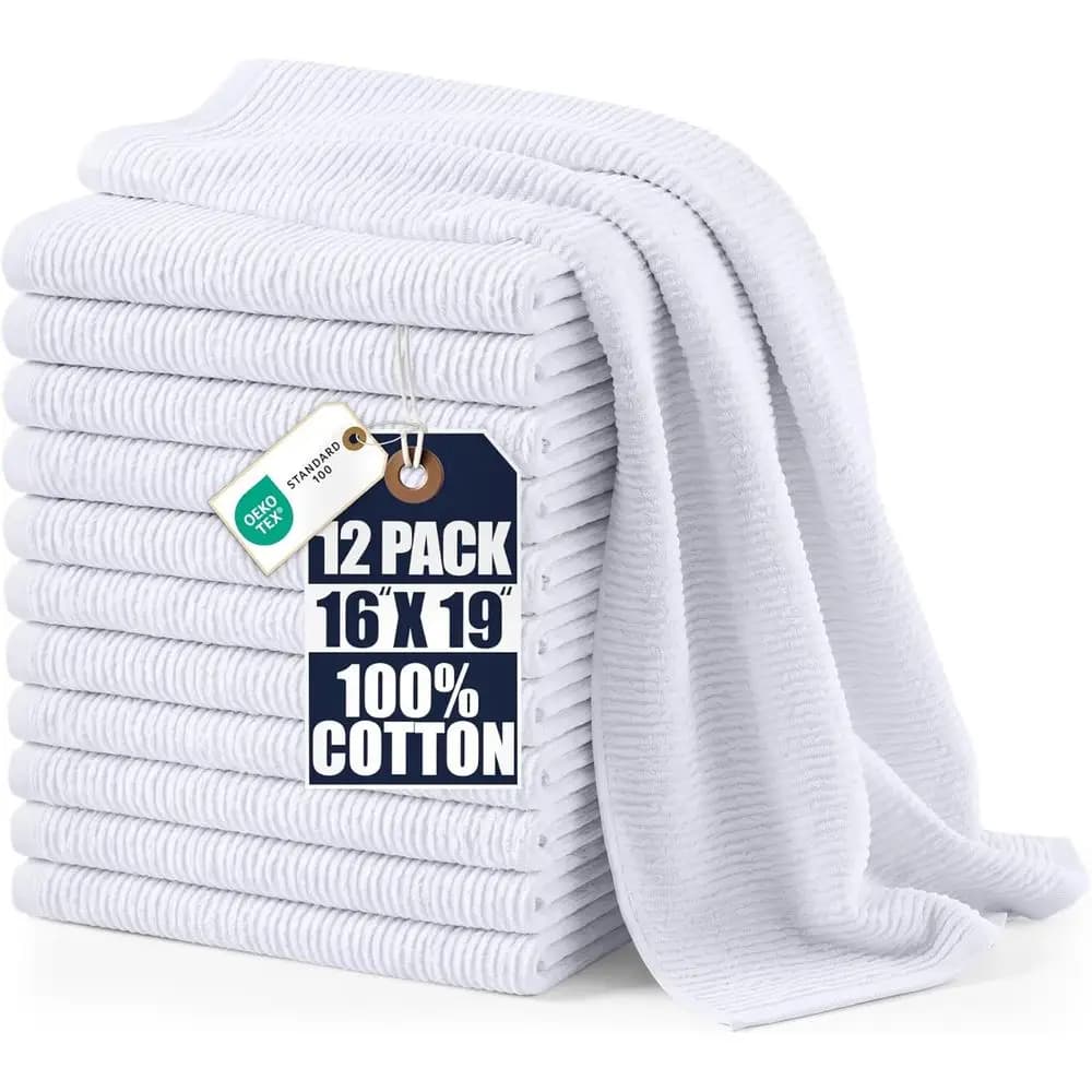 Kitchen Bar Mops 16 x 19 Inches, 100% Cotton Super Absorbent Ribbed Bar Towels, Multi-pose Cleaning Towels or Home and Kitchen B