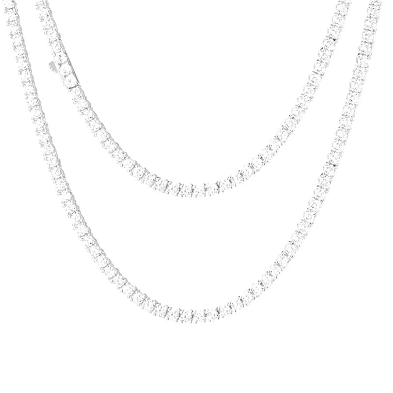GIA certified 3-6.5 mm D-colour moissanite tennis ball necklace White gold plated 100% 925 Sterling silver Wedding Jewellery