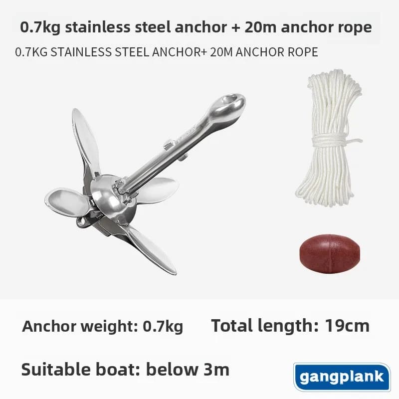 Acciaio inossidabile 316 Ancoraggio pieghevole Barca da pesca Tipo ombrello Ancoraggio marino Anti-corrosione Ancoraggio fisso di loto 0.7KG 20m Corda