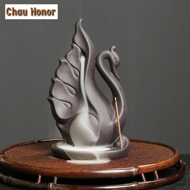Cigno loto riflusso bruciatore di incenso pavone incenso bastone incensiere aromaterapia forno Zen Decor decorazione della casa (senza incenso)