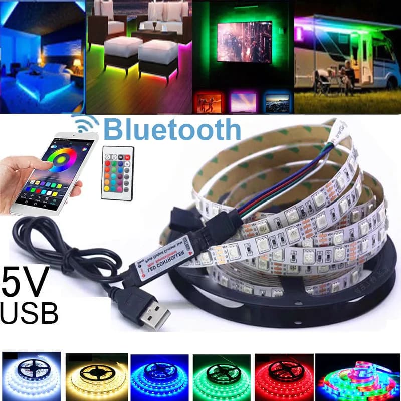 Striscia LED USB 5M 5V 3528, 1 Metro 5 Metri, Bianco, Bianco Caldo, Rosa, Verde, Blu, Rosso, SMD, Illuminazione per Cucina, Lampada Sottopensile
