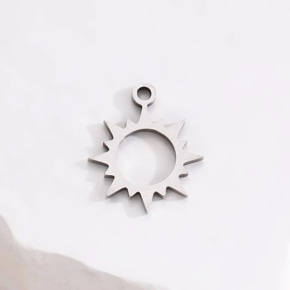 Simple Stainless steel Tiny Sun Shape Charm Meteor Earrings 10pcs/lot Bracelet Necklace Accessories Shining Sun Pendant