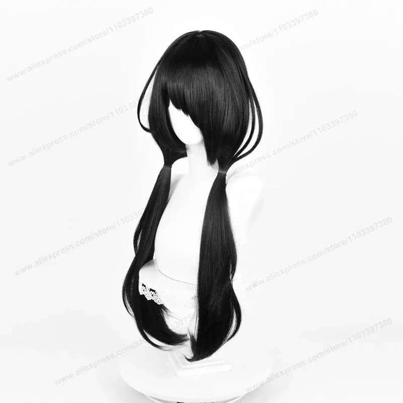 Parrucca cosplay anime sintetica resistente al calore per donna, capelli neri, Tokisaki Kurumi, 80cmw;3'f,6;t.8'